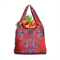 Red Russian National Costume Grocery Bag Rooster Motifs Traditional Folk Pattern - Wonder Print Shop