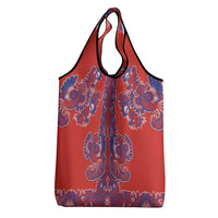 Red Russian National Costume Grocery Bag Rooster Motifs Traditional Folk Pattern - Wonder Print Shop