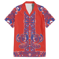 Red Russian National Costume Hawaiian Shirt Rooster Motifs Traditional Folk Pattern - Wonder Print Shop