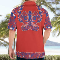 Red Russian National Costume Hawaiian Shirt Rooster Motifs Traditional Folk Pattern - Wonder Print Shop