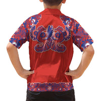 Red Russian National Costume Hawaiian Shirt Rooster Motifs Traditional Folk Pattern - Wonder Print Shop