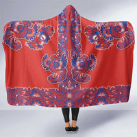 Red Russian National Costume Hooded Blanket Rooster Motifs Traditional Folk Pattern - Wonder Print Shop