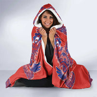 Red Russian National Costume Hooded Blanket Rooster Motifs Traditional Folk Pattern - Wonder Print Shop