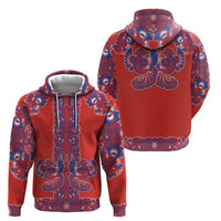 Red Russian National Costume Hoodie Rooster Motifs Traditional Folk Pattern - Wonder Print Shop