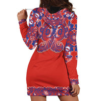 Red Russian National Costume Hoodie Dress Rooster Motifs Traditional Folk Pattern - Wonder Print Shop