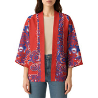 Red Russian National Costume Kimono Rooster Motifs Traditional Folk Pattern - Wonder Print Shop