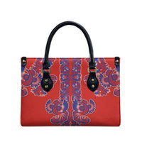 Red Russian National Costume Leather Bag Rooster Motifs Traditional Folk Pattern - Wonder Print Shop