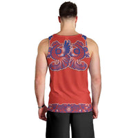 Red Russian National Costume Men Tank Top Rooster Motifs Traditional Folk Pattern - Wonder Print Shop