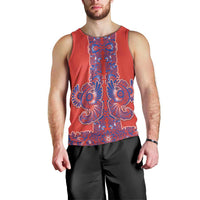 Red Russian National Costume Men Tank Top Rooster Motifs Traditional Folk Pattern - Wonder Print Shop