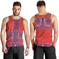 Red Russian National Costume Men Tank Top Rooster Motifs Traditional Folk Pattern - Wonder Print Shop