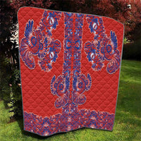 Red Russian National Costume Quilt Rooster Motifs Traditional Folk Pattern - Wonder Print Shop