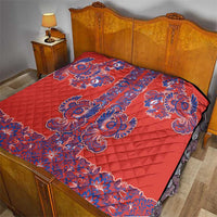 Red Russian National Costume Quilt Rooster Motifs Traditional Folk Pattern - Wonder Print Shop