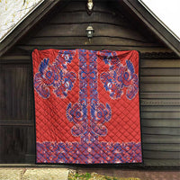 Red Russian National Costume Quilt Rooster Motifs Traditional Folk Pattern - Wonder Print Shop