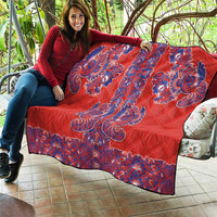 Red Russian National Costume Quilt Rooster Motifs Traditional Folk Pattern - Wonder Print Shop