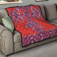 Red Russian National Costume Quilt Rooster Motifs Traditional Folk Pattern - Wonder Print Shop