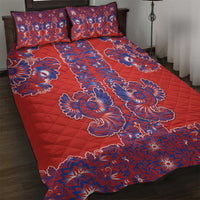 Red Russian National Costume Quilt Bed Set Rooster Motifs Traditional Folk Pattern - Wonder Print Shop