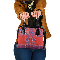 Red Russian National Costume Shoulder Handbag Rooster Motifs Traditional Folk Pattern - Wonder Print Shop
