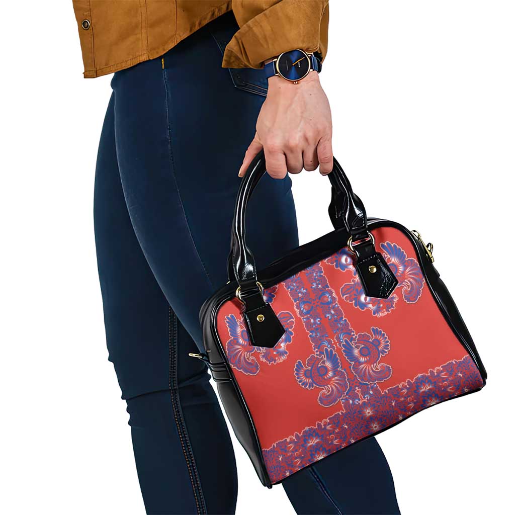 Red Russian National Costume Shoulder Handbag Rooster Motifs Traditional Folk Pattern - Wonder Print Shop