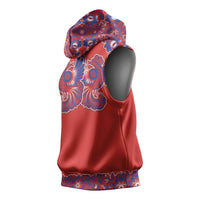 Red Russian National Costume Sleeveless Hoodie Rooster Motifs Traditional Folk Pattern - Wonder Print Shop