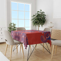 Red Russian National Costume Tablecloth Rooster Motifs Traditional Folk Pattern - Wonder Print Shop