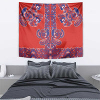 Red Russian National Costume Tapestry Rooster Motifs Traditional Folk Pattern - Wonder Print Shop