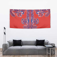 Red Russian National Costume Tapestry Rooster Motifs Traditional Folk Pattern - Wonder Print Shop