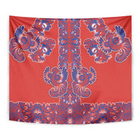 Red Russian National Costume Tapestry Rooster Motifs Traditional Folk Pattern - Wonder Print Shop
