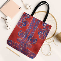 Red Russian National Costume Tote Bag Rooster Motifs Traditional Folk Pattern - Wonder Print Shop