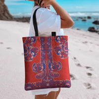 Red Russian National Costume Tote Bag Rooster Motifs Traditional Folk Pattern - Wonder Print Shop
