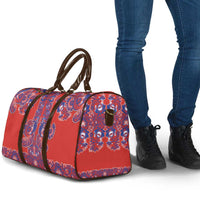 Red Russian National Costume Travel Bag Rooster Motifs Traditional Folk Pattern - Wonder Print Shop