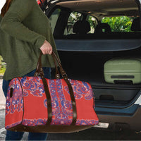 Red Russian National Costume Travel Bag Rooster Motifs Traditional Folk Pattern - Wonder Print Shop