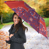 Red Russian National Costume Umbrella Rooster Motifs Traditional Folk Pattern - Wonder Print Shop