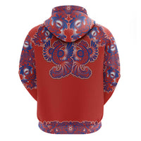 Red Russian National Costume Zip Hoodie Rooster Motifs Traditional Folk Pattern - Wonder Print Shop