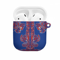 Blue Russian National Costume AirPods Case Rooster Motifs Traditional Folk Pattern - Wonder Print Shop