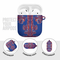 Blue Russian National Costume AirPods Case Rooster Motifs Traditional Folk Pattern - Wonder Print Shop