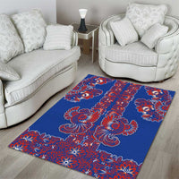 Blue Russian National Costume Area Rug Rooster Motifs Traditional Folk Pattern - Wonder Print Shop