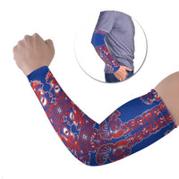 Blue Russian National Costume Arm Sleeves Rooster Motifs Traditional Folk Pattern - Wonder Print Shop