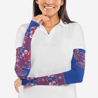 Blue Russian National Costume Arm Sleeves Rooster Motifs Traditional Folk Pattern - Wonder Print Shop