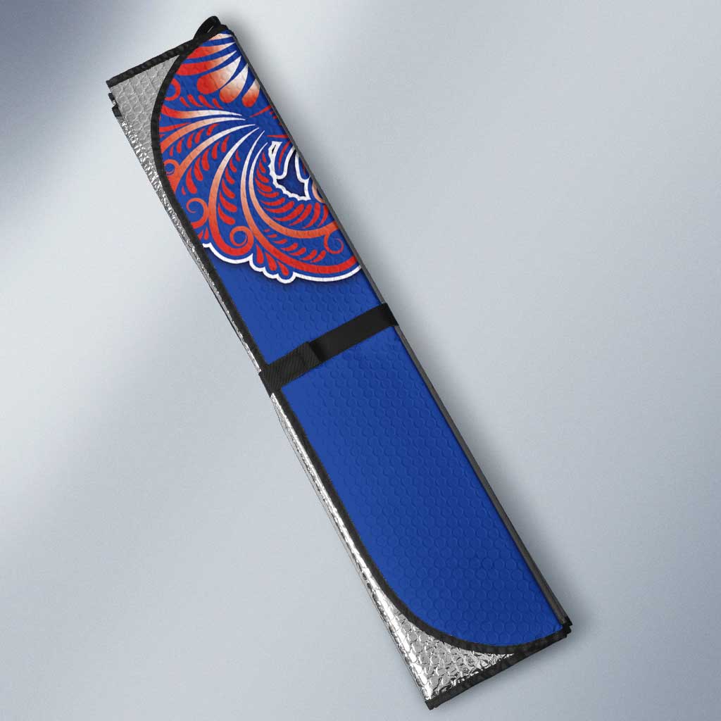 Blue Russian National Costume Auto Sun Shade Rooster Motifs Traditional Folk Pattern - Wonder Print Shop