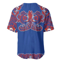 Blue Russian National Costume Baseball Jersey Rooster Motifs Traditional Folk Pattern - Wonder Print Shop
