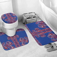 Blue Russian National Costume Bathroom Set Rooster Motifs Traditional Folk Pattern - Wonder Print Shop