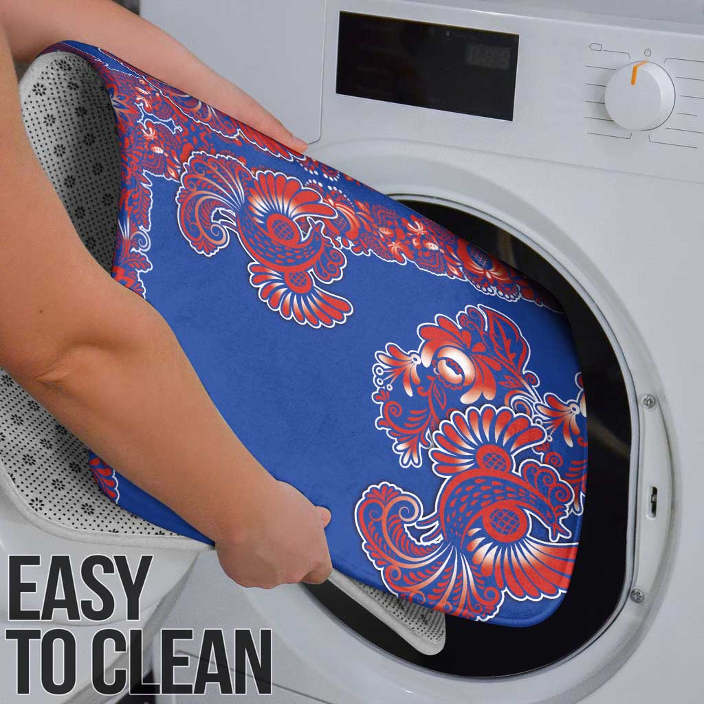 Blue Russian National Costume Bathroom Set Rooster Motifs Traditional Folk Pattern - Wonder Print Shop