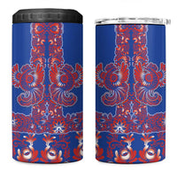 Blue Russian National Costume 4 in 1 Can Cooler Tumbler Rooster Motifs Traditional Folk Pattern - Wonder Print Shop