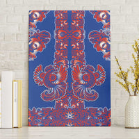 Blue Russian National Costume Canvas Wall Art Rooster Motifs Traditional Folk Pattern - Wonder Print Shop