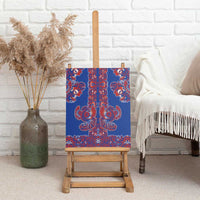 Blue Russian National Costume Canvas Wall Art Rooster Motifs Traditional Folk Pattern - Wonder Print Shop
