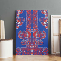 Blue Russian National Costume Canvas Wall Art Rooster Motifs Traditional Folk Pattern - Wonder Print Shop