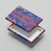 Blue Russian National Costume Canvas Wall Art Rooster Motifs Traditional Folk Pattern - Wonder Print Shop