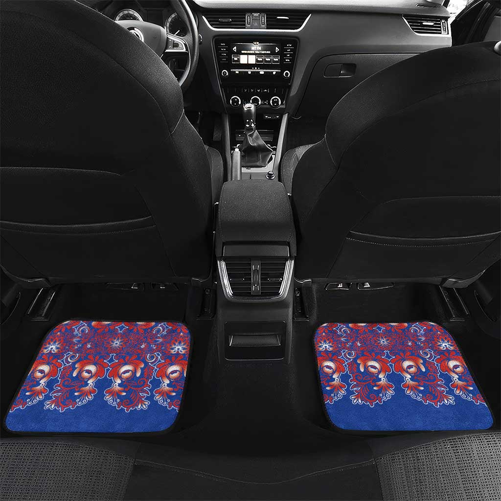 Blue Russian National Costume Car Mats Rooster Motifs Traditional Folk Pattern - Wonder Print Shop