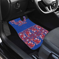 Blue Russian National Costume Car Mats Rooster Motifs Traditional Folk Pattern - Wonder Print Shop