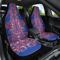 Blue Russian National Costume Car Seat Cover Rooster Motifs Traditional Folk Pattern - Wonder Print Shop
